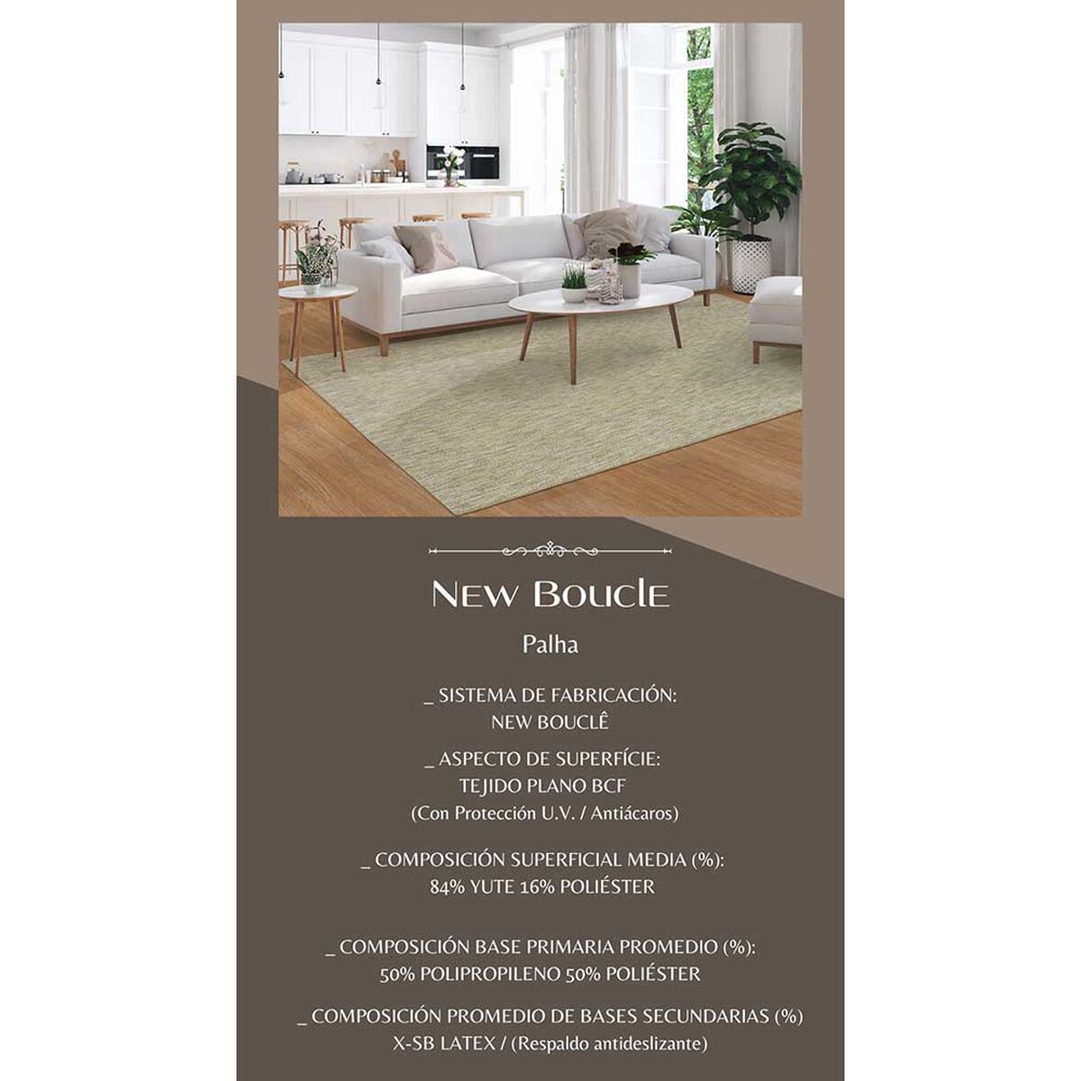 Alfombra Decocasa Boucle Palha 200 x 250 cm Marfil