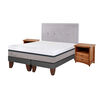 Cama Europea CIC Base Dividida 2 Plazas Balance + Respaldo + 2 Veladores Ganges