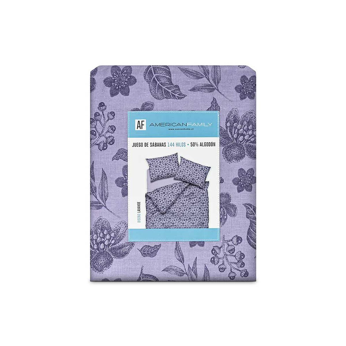 Juego de S&aacute;banas American Family King Lavande 144 Hilos Morado