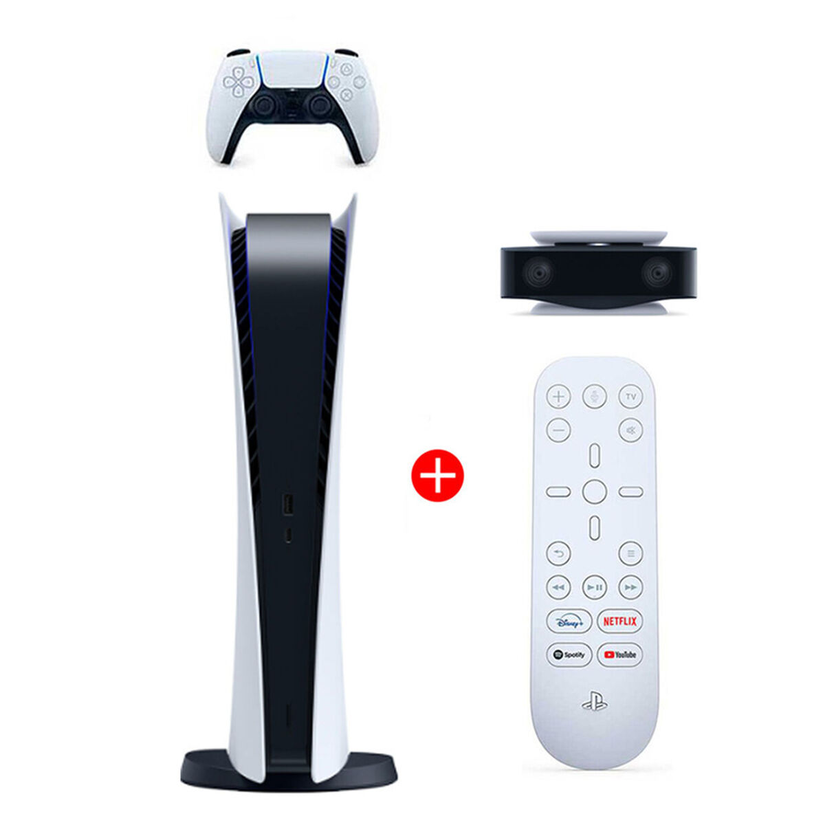 Combo Consola Sony PlayStation 5 Digital + Control Multimedia PS5 Media Remote + Cámara HD PS5