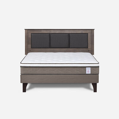 Combo Cama Europea Rosen 2 Plazas New Style 6 BN + Respaldo Rachel