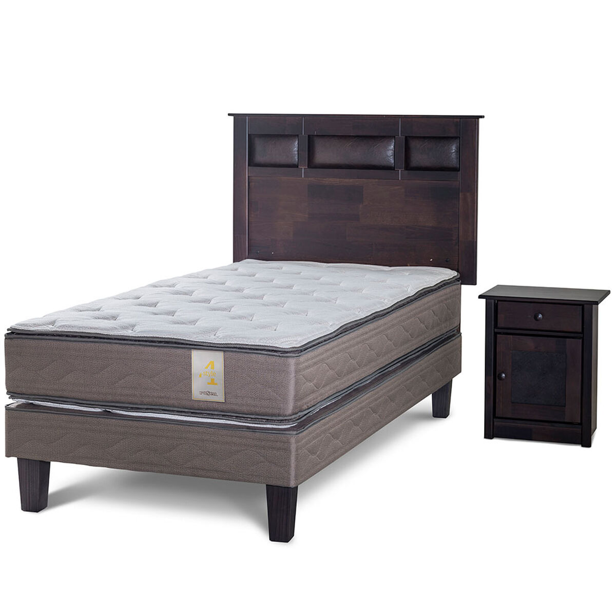 Cama Europea Bilbao 1,5 Plazas + Set Maderas Bilbao
