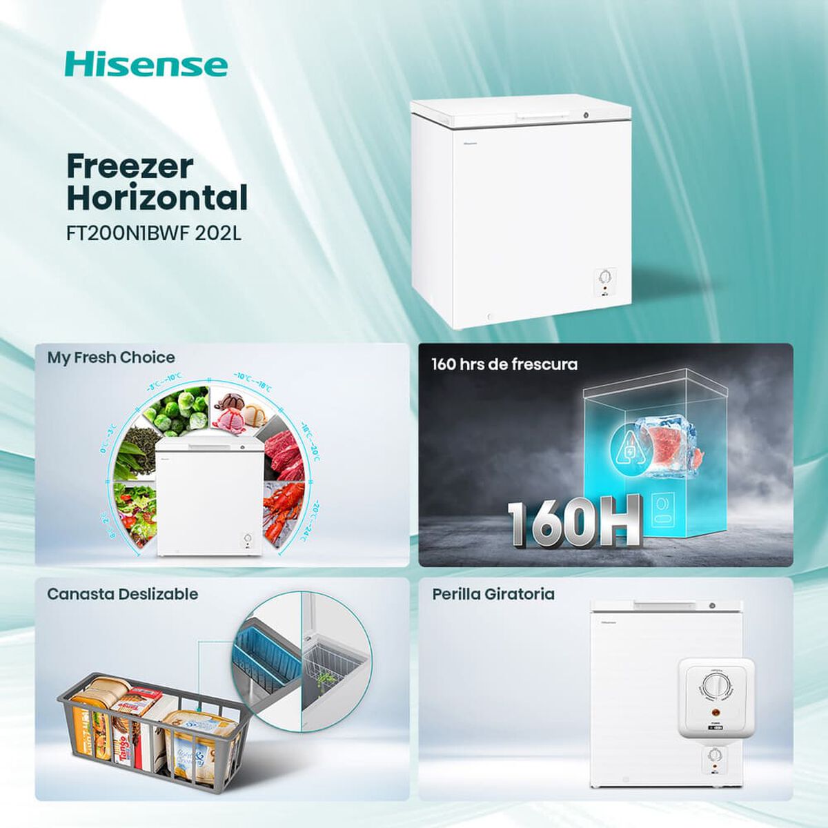 Freezer Horizontal Hisense FT200N1BWF 202 lts.