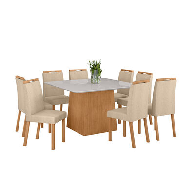 Juego de Comedor Di Poretti Design Nevada 8 Sillas Beige
