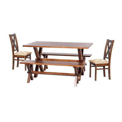 Juego de Comedor Latam Home Sevilla Segovia 2 Sillas + 2 Bancas Lino Natural