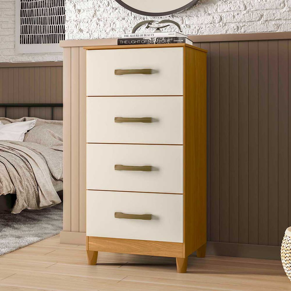 Cómoda Vekkahome Mobi 4 Cajones Café