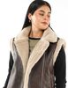 Chaqueta Aviadora Ecocuero Sin Mangas Mujer Icono