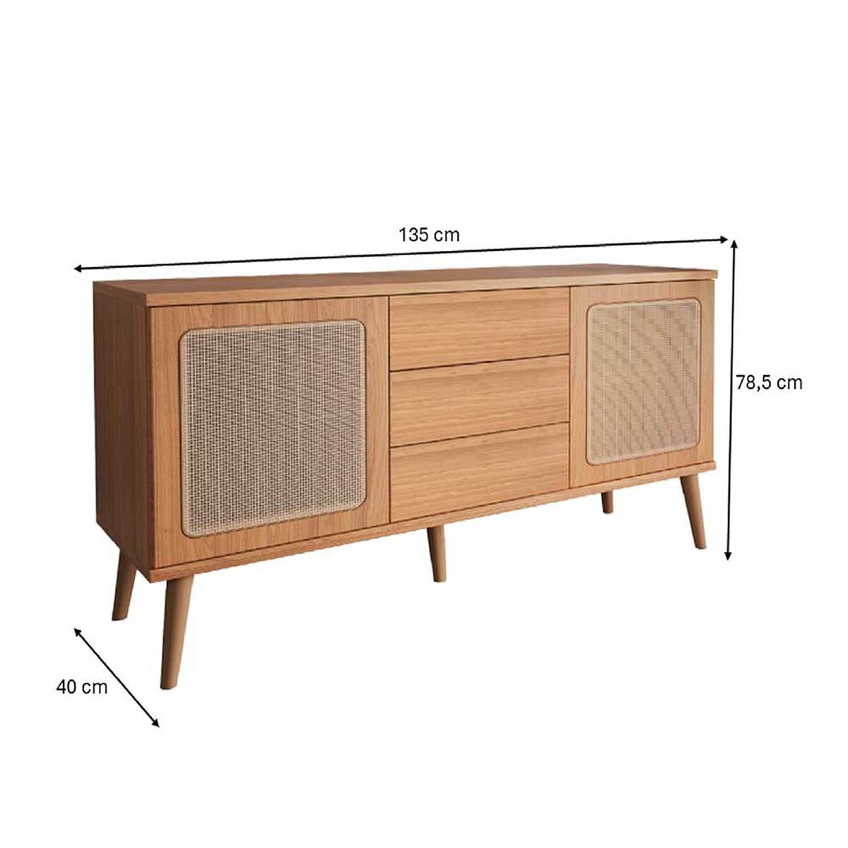 Buffet Roca Alturas 2 Puertas 3 Cajones Canela