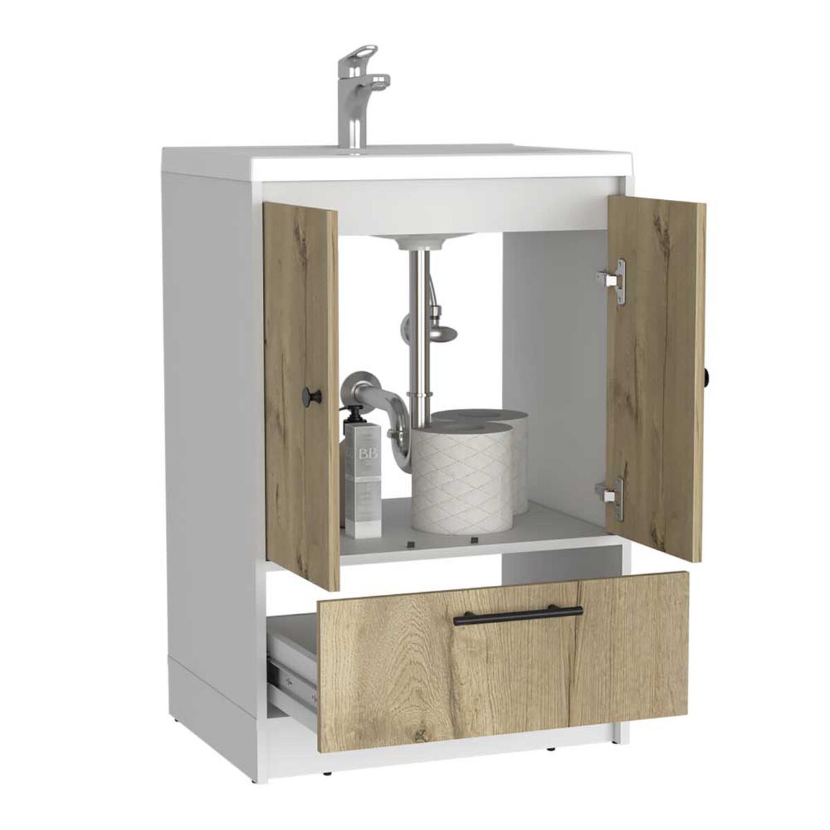 Mueble Lavamanos TuHome Bath Bi Color 2 Puertas 1 Caj&oacute;n Duna Blanco