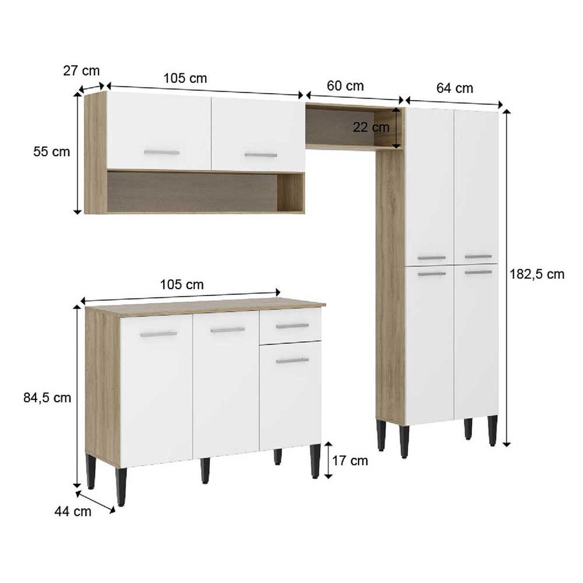Mueble de Cocina Roca Arizona 1 Cajón 9 Puertas Blanco