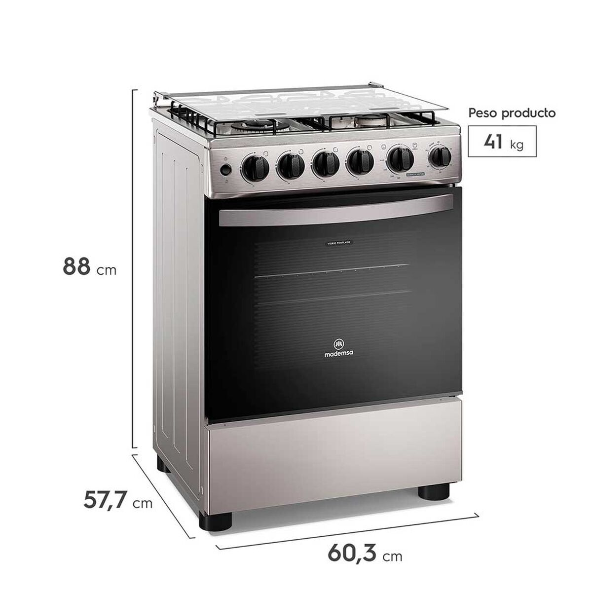 Cocina a Gas Mademsa FM4SSC 4 platos Inox