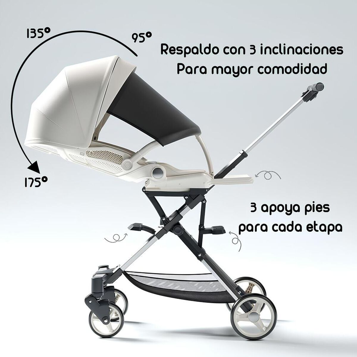 Coche de Paseo 360° Reclinable Playkids Negro Lubabycas