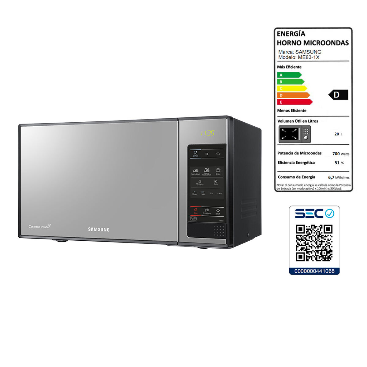 Microondas Samsung ME83-1X/XZS 23 lts.
