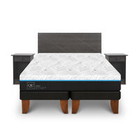 Cama Europea CIC Green Infinity King + 1 Respaldo + 2 Veladores Villarrica Gris