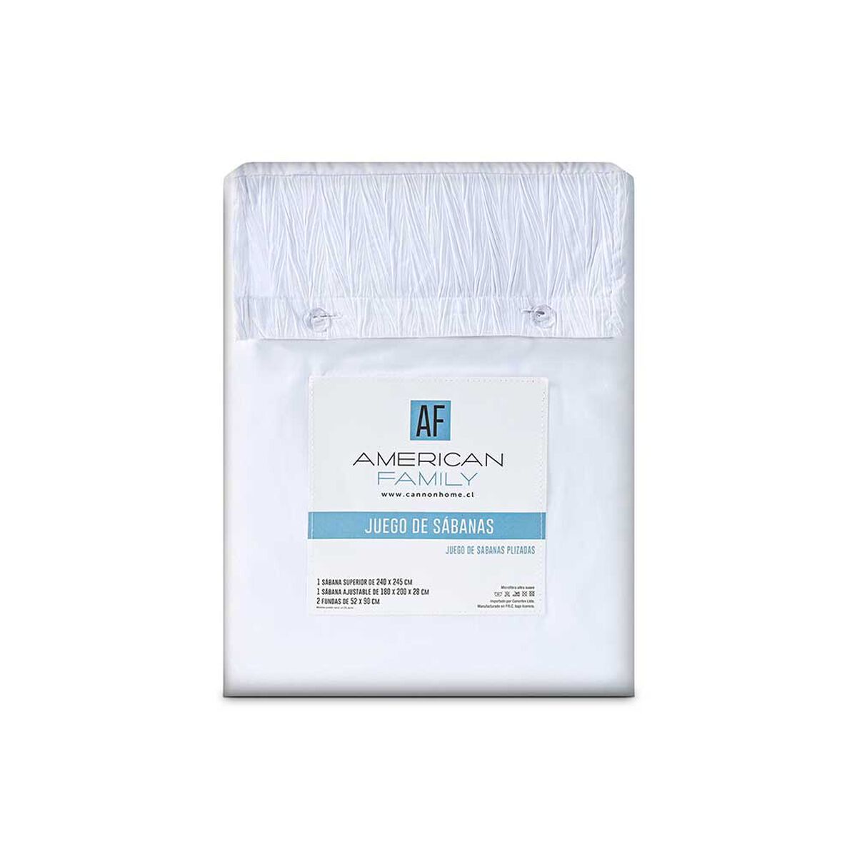Juego de S&aacute;banas American Family 2 Plazas Plizada Blanco