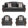 Juego de Living Innovamuebles New Bugambilia Sofá 3 Cuerpos + Dos Sillones 1 Cuerpo Gris Oscuro