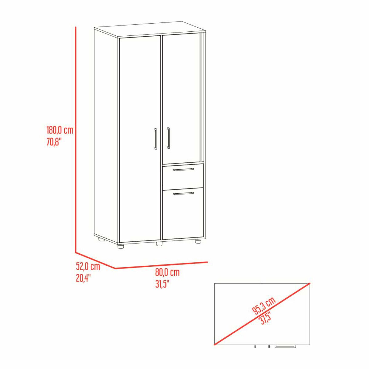 Closet Tuhome Vance 1 Caj&oacute;n 3 Puertas Fresno Europeo-Capri