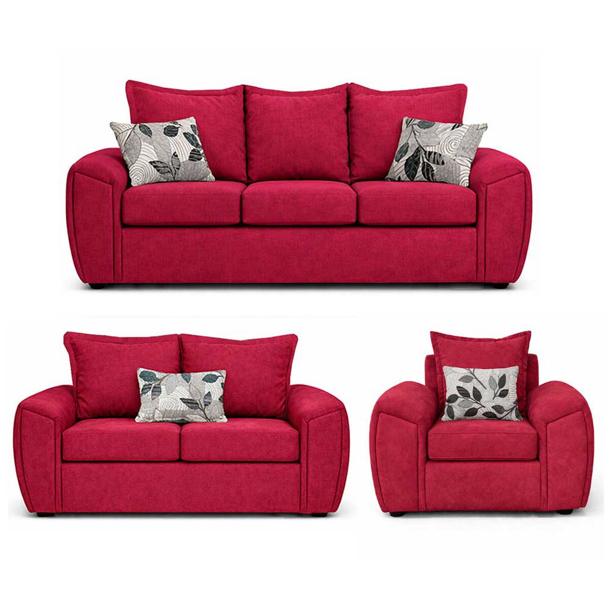 Juego de Living Elegant Detail New Houston 3-2-1 Cuerpos Rojo