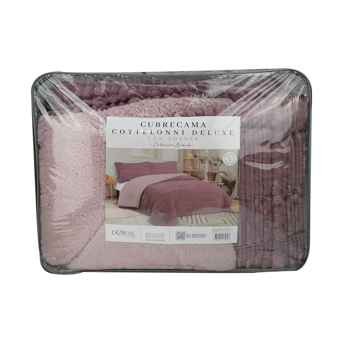 Cubrecama Doral 1.5 Plazas Coteloni Nebula Sherpa Rosa