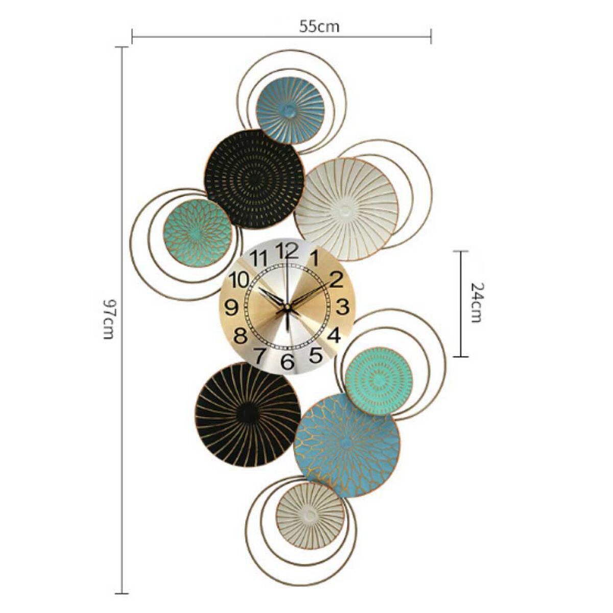 Reloj de Pared Ankara Santorini Negro/Turquesa