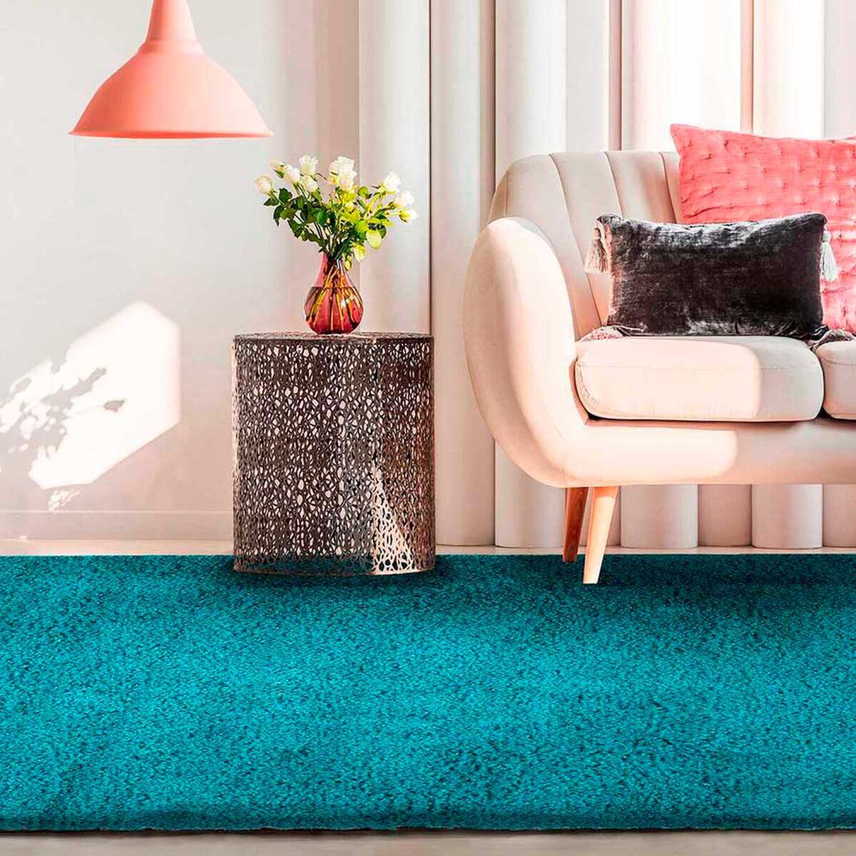 Alfombra Dib Shaggy Colors 150 x 200 cm Turquesa