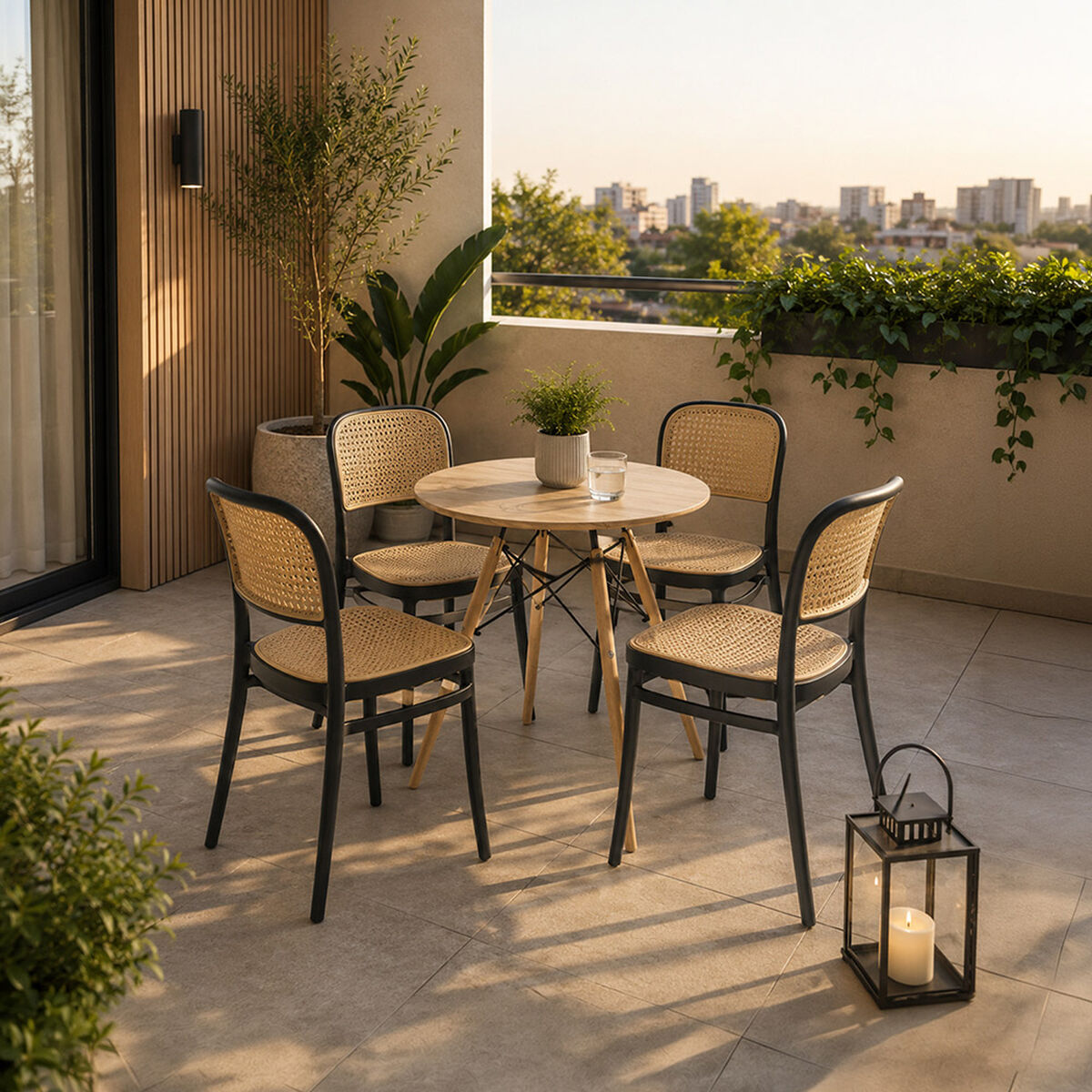 Juego de Comedor Vekkahome Loft Duna 4 Sillas Caf&eacute;