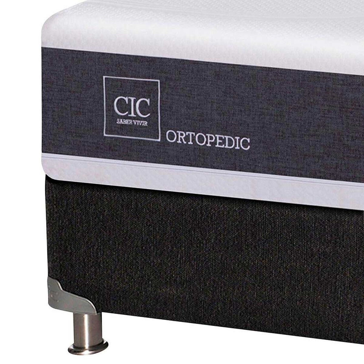 Box Spring CIC Base Dividida 2 Plazas New Ortopedic + Respaldo + 2 Veladores New munich