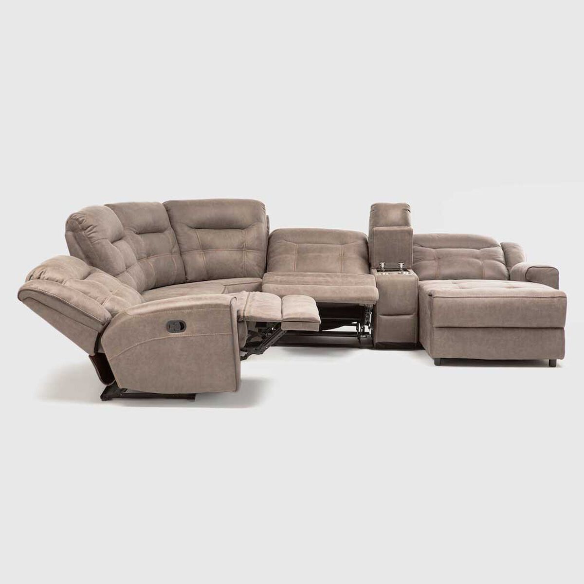 Seccional Derecho Reclinable Daniels Moderno 5 Cuerpos Caf&eacute; Grand