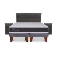 Cama Europea CIC Base Dividida King Ortopedic + Respaldo + 2 Veladores Dublin