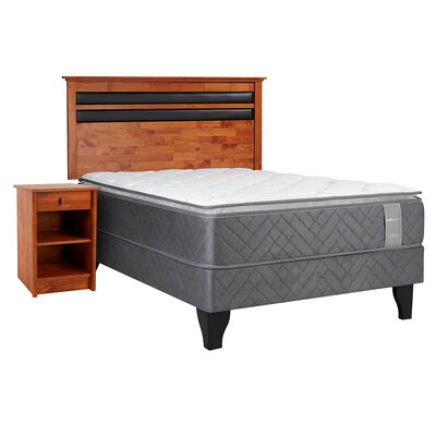 Imagen 1 del producto Cama Europea Celta 1,5 Plazas Carbono + Respaldo + Velador Mallorca