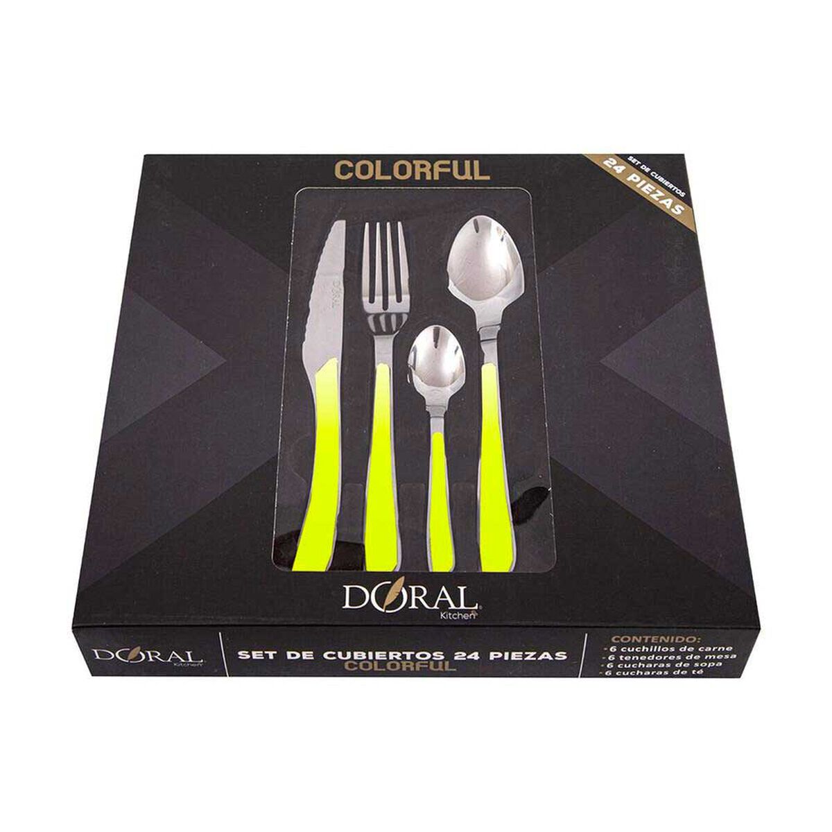 Juego de Cuchiller&iacute;a Doral Colorful 24 Piezas Verde