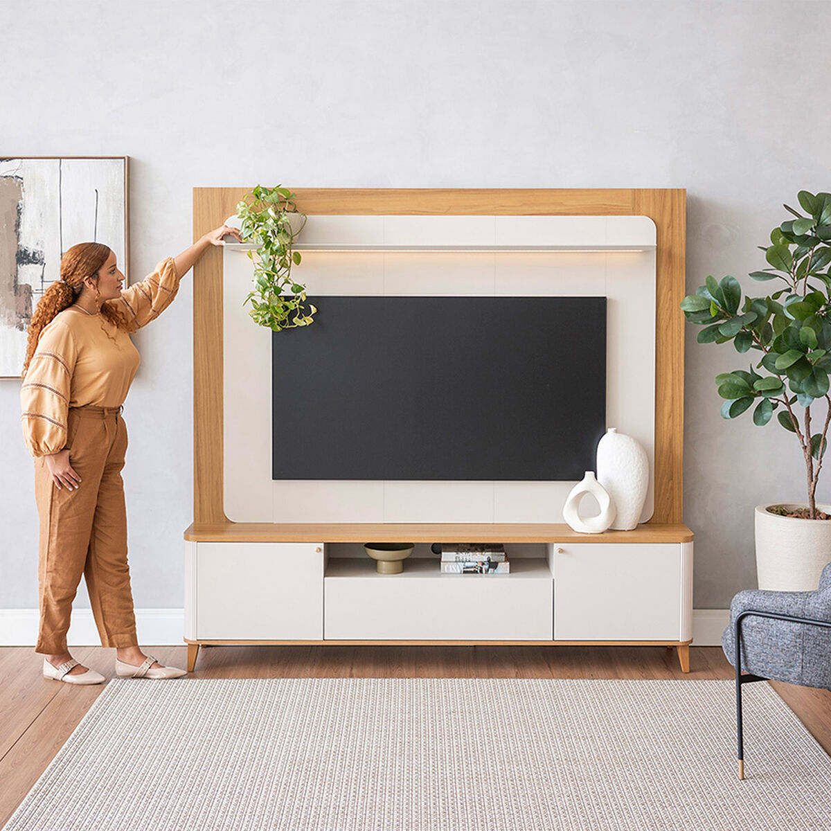Home TV Di Poretti Design Munique Hasta 70" Caf&eacute; Claro