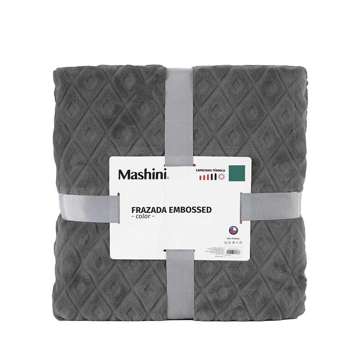 Frazada Coral Embossed Mashini 2 Plazas Liso Marengo
