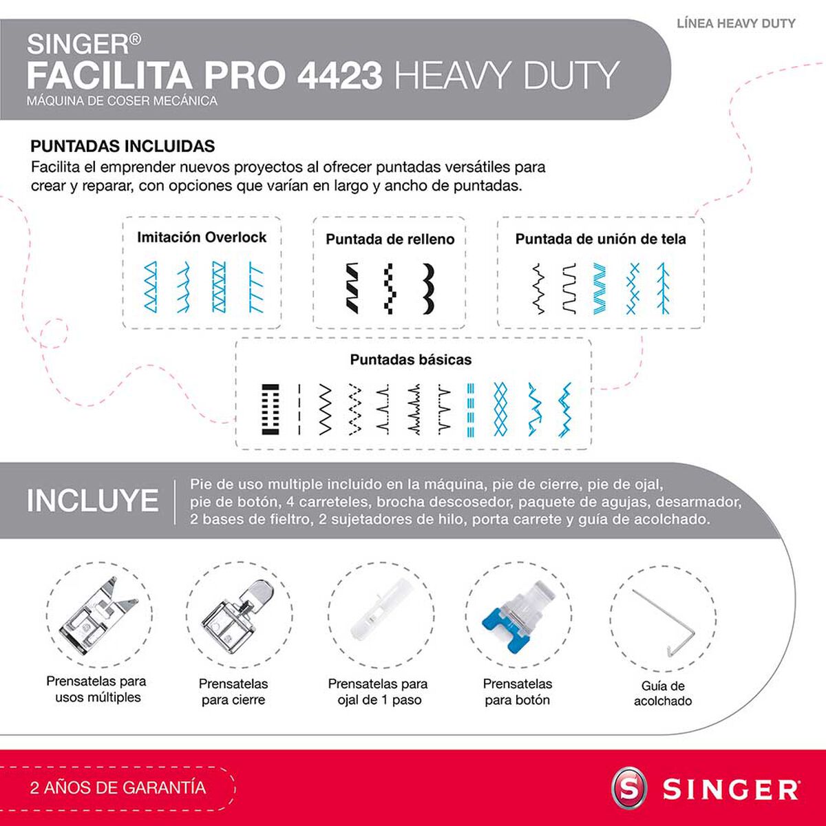 Máquina de Coser Brazo Libre Singer 4423 Facilita Pro