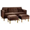 Juego de Living Bodevir New Retro Felpa 01 Sofá 3 Cuerpos + Dos Pouf 1 Cuerpo Chocolate 