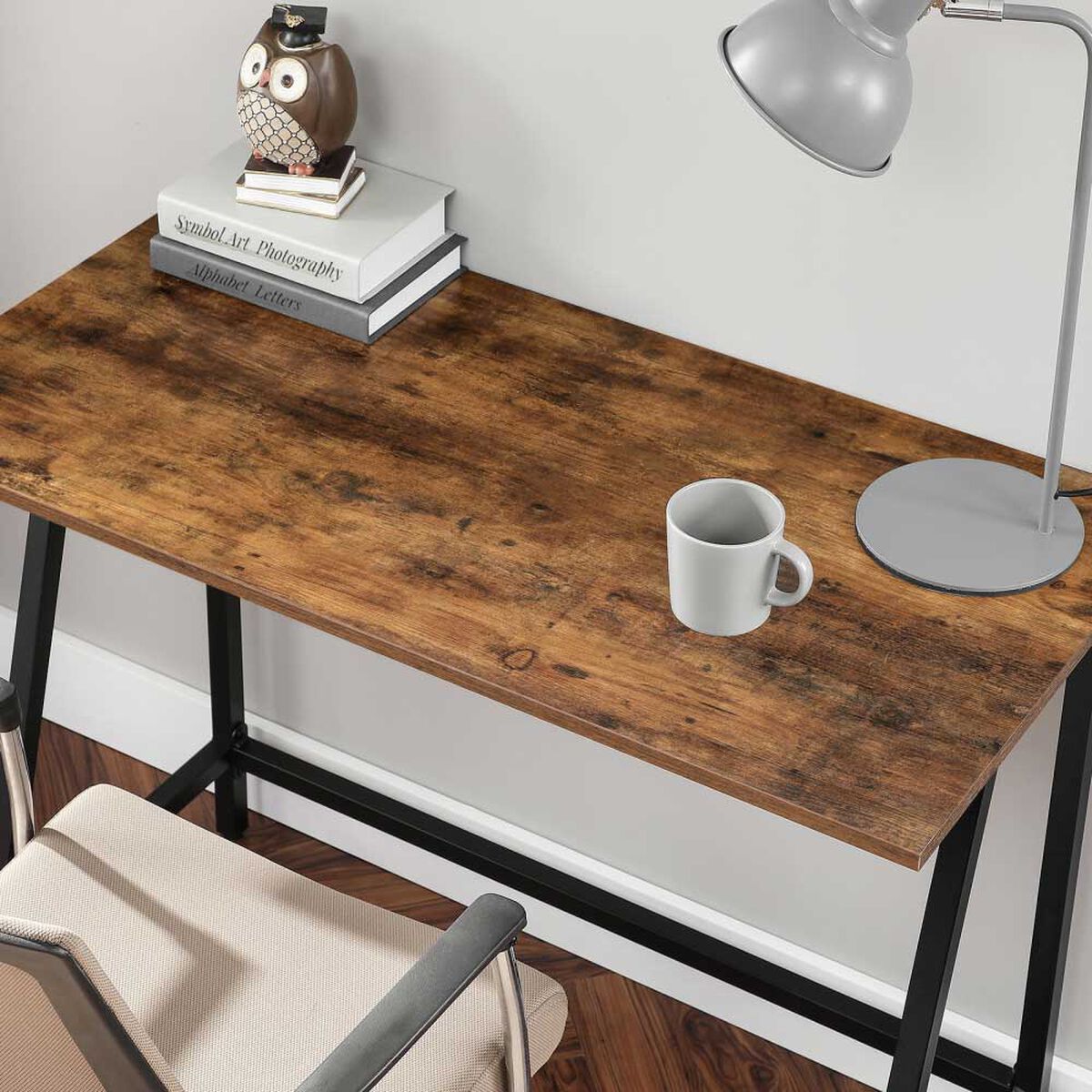 Escritorio Fm Furniture Metalwood Colection Marr&oacute;n R&uacute;stico