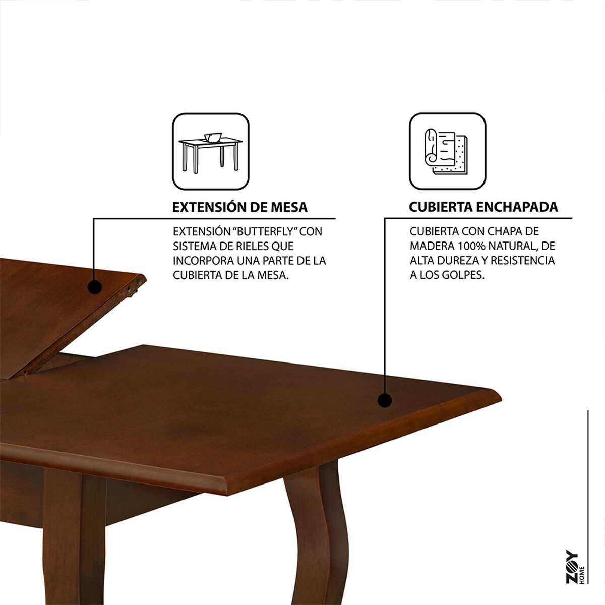 Juego de Comedor Zoy Home Santorini 4 Sillas Café