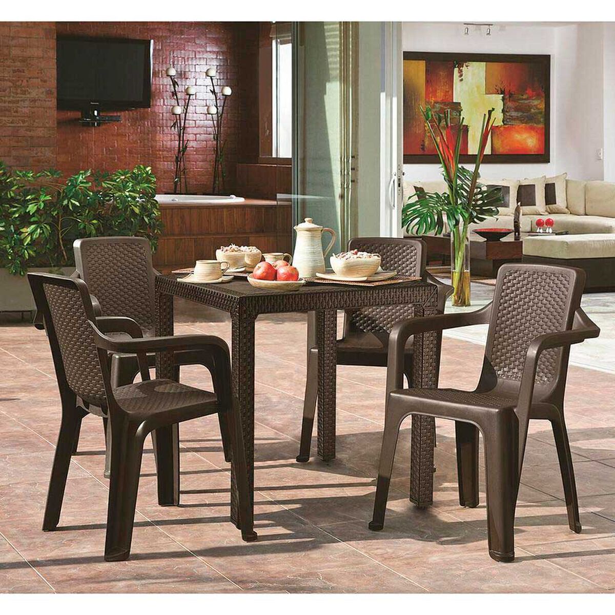 Silla para Terraza Rimax Eterna con Apoya Brazos Wengue