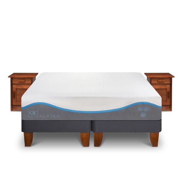 Cama Europea CIC Base Dividida King Alaska + 2 Veladores
