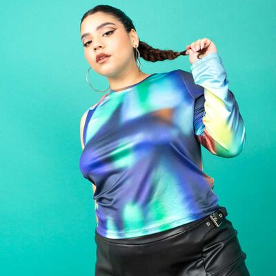 Polera Estampada Una Sola Manga Larga Mujer Icono