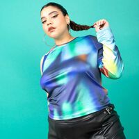 Polera Estampada Una Sola Manga Larga Mujer Icono Print