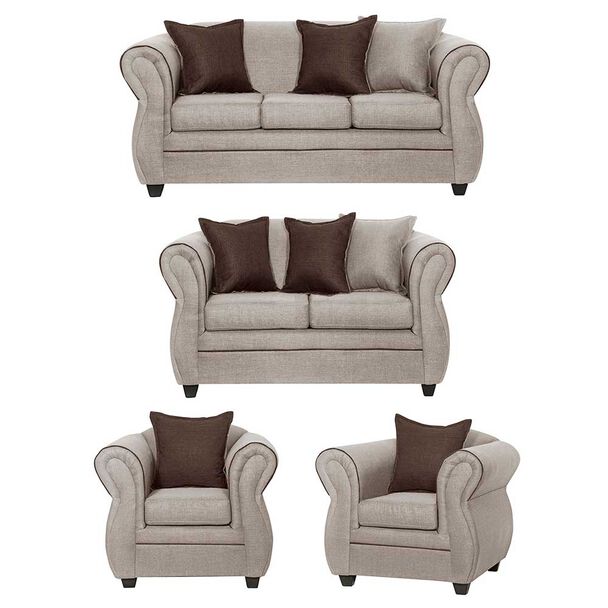 Juego de Living Black Factory Emili 7 Cuerpos Beige
