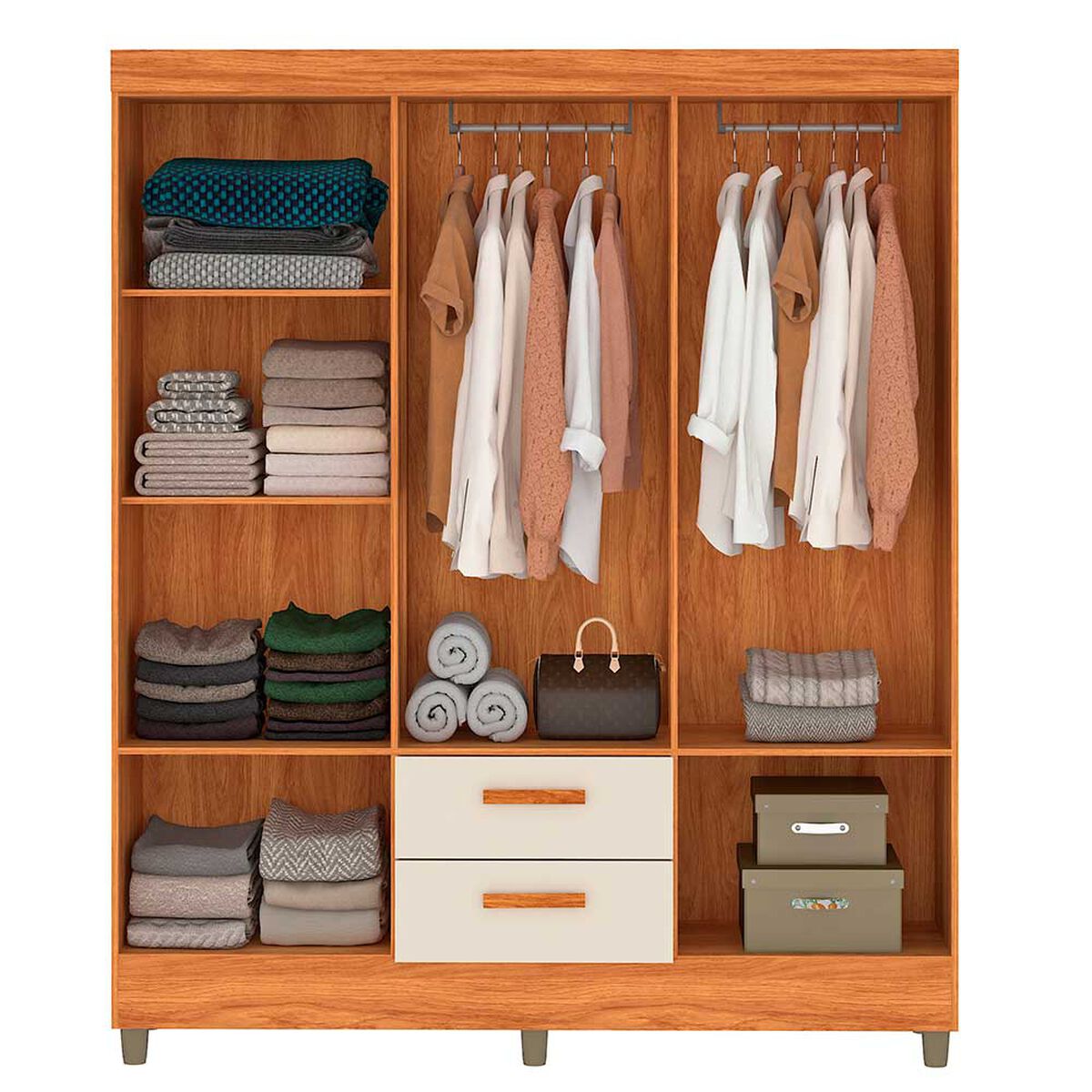 Closet Di Poretti Design Lite 6 Puertas 2 Cajones Café Blanco