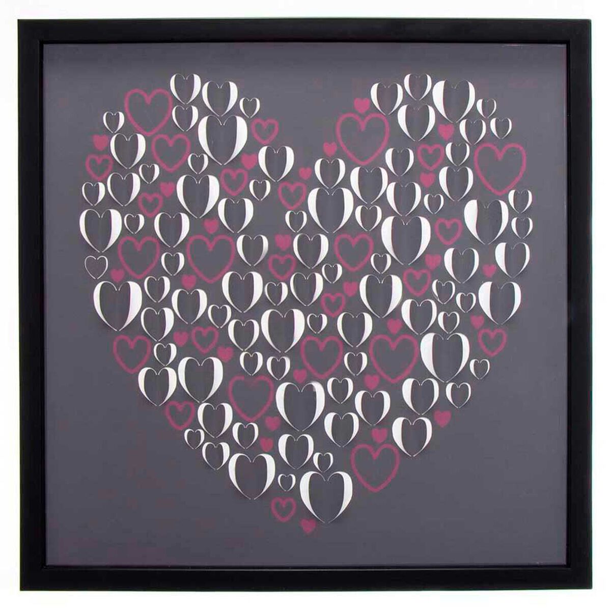 Cuadro Relieve Pl&aacute;stico Vgo Corazones 50 x 50 cm Negro