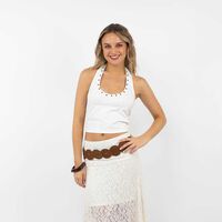 Polera Crop Sin Mangas Mujer Icono Crudo