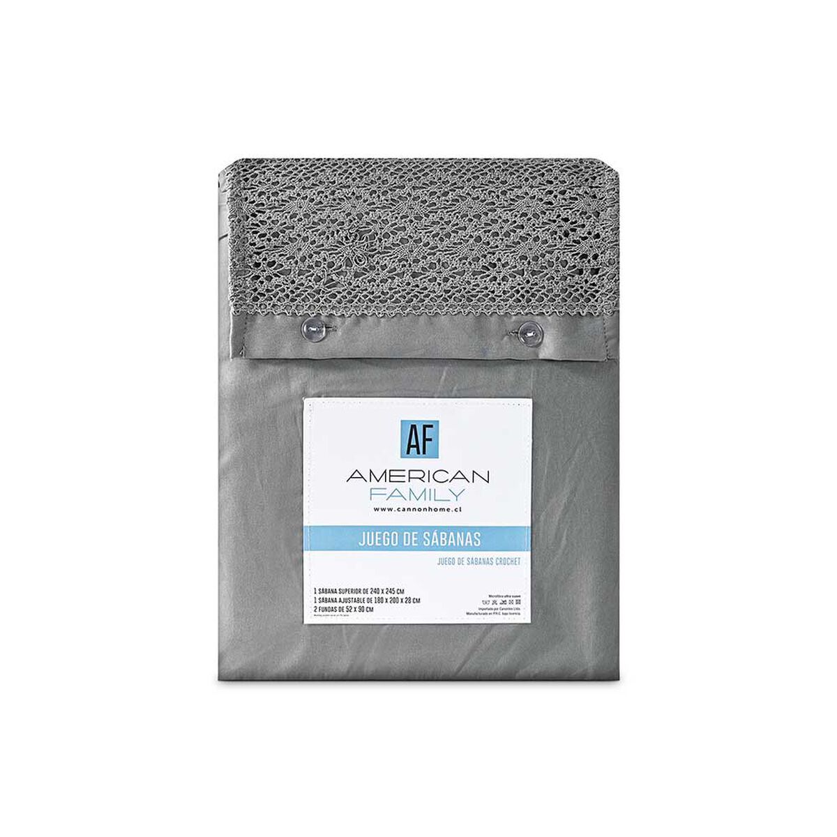 Juego de S&aacute;banas American Family King Crochet Gris