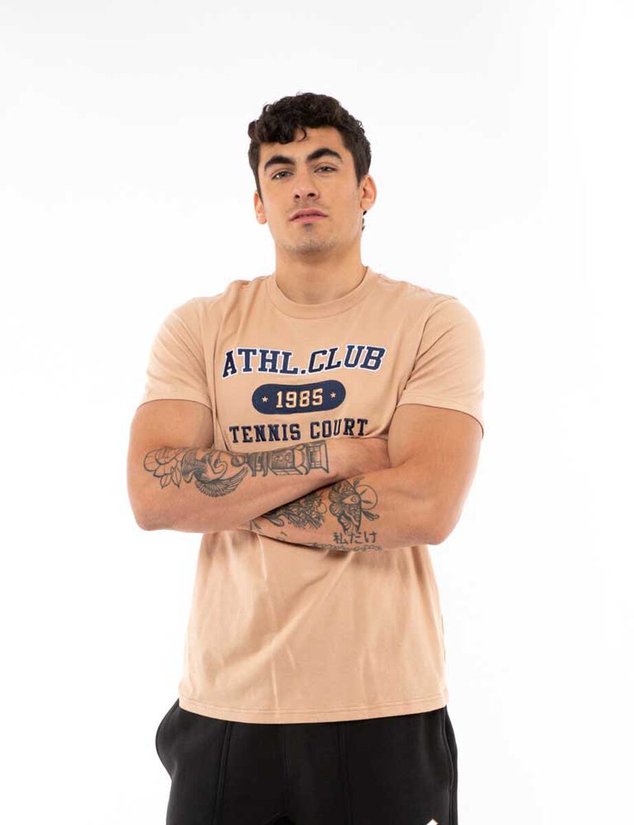 Polera Deportiva Con Estampado Manga Corta Hombre Lotto