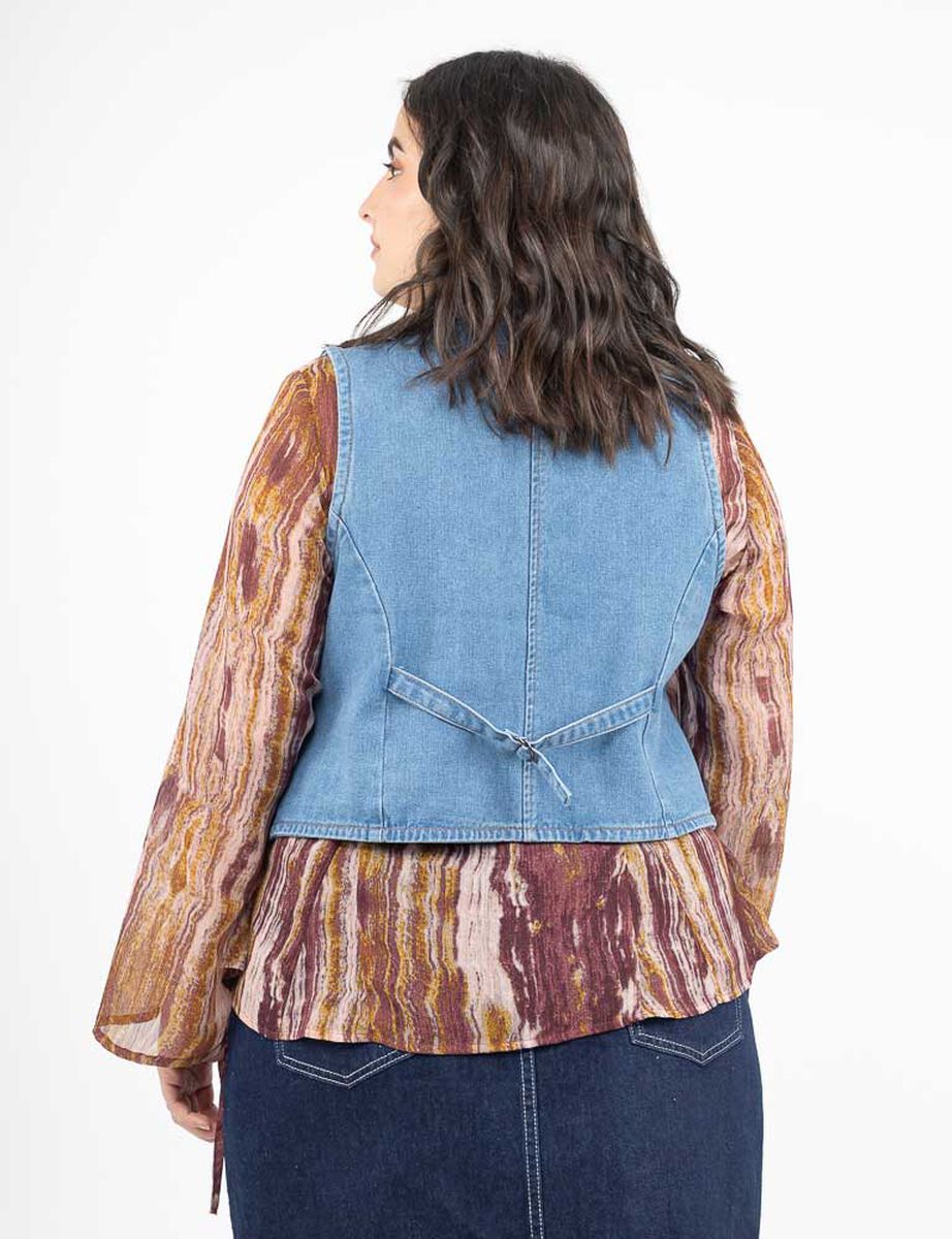 Blusa Denim Sin Mangas Mujer Extralindas
