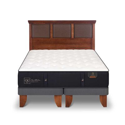 Cama Europea CIC Base Dividida 2 Plazas Premium + Respaldo New Torino Caramelo