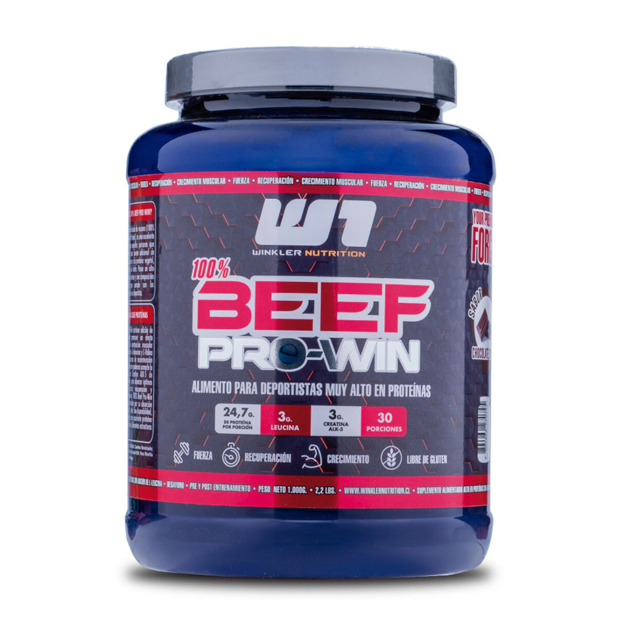 Proteína De Carne Beef Pro Win Chocolate 2 Kgs. 30 Servicios